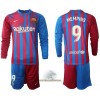 Officiële Voetbalshirt + Korte Broek FC Barcelona Memphis Depay 9 Thuis 2021-22 Lange Mouw - Kids